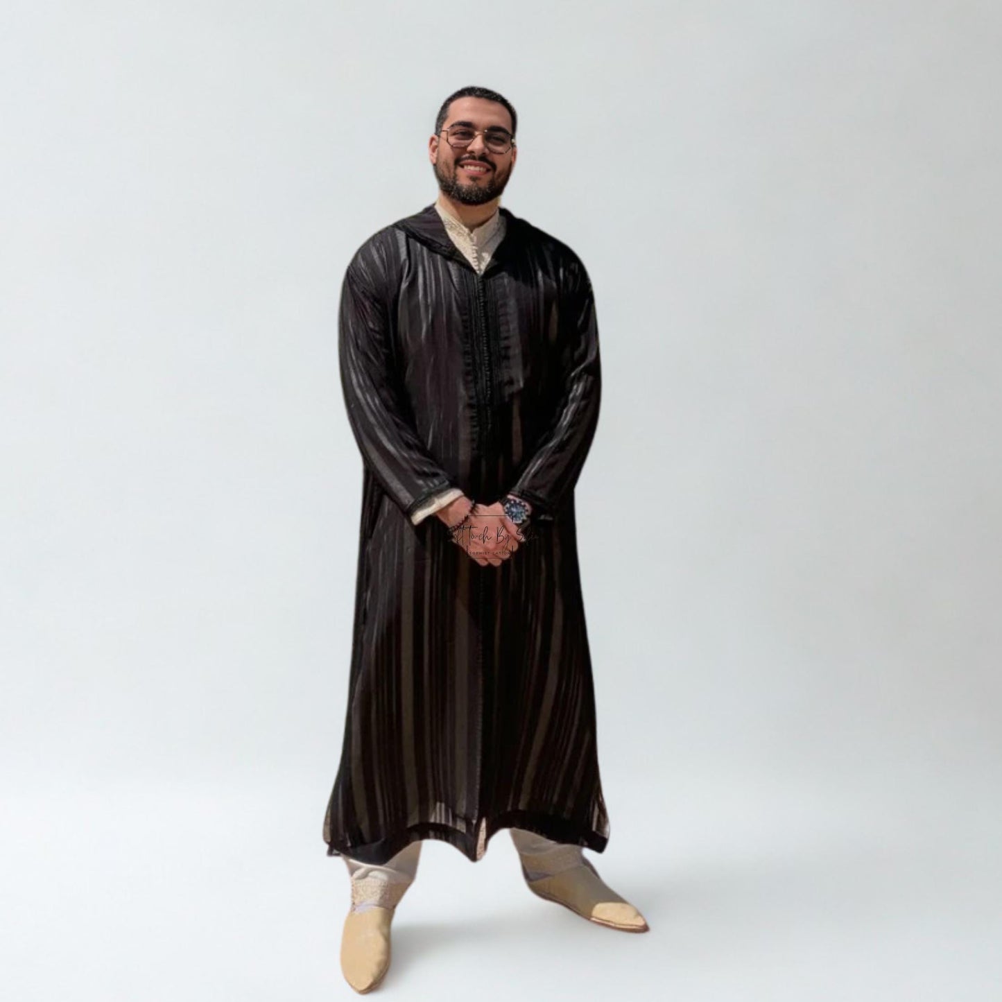 Black Hooded Moroccan thobe