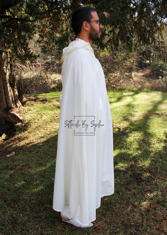 White Linen Hooded cloak