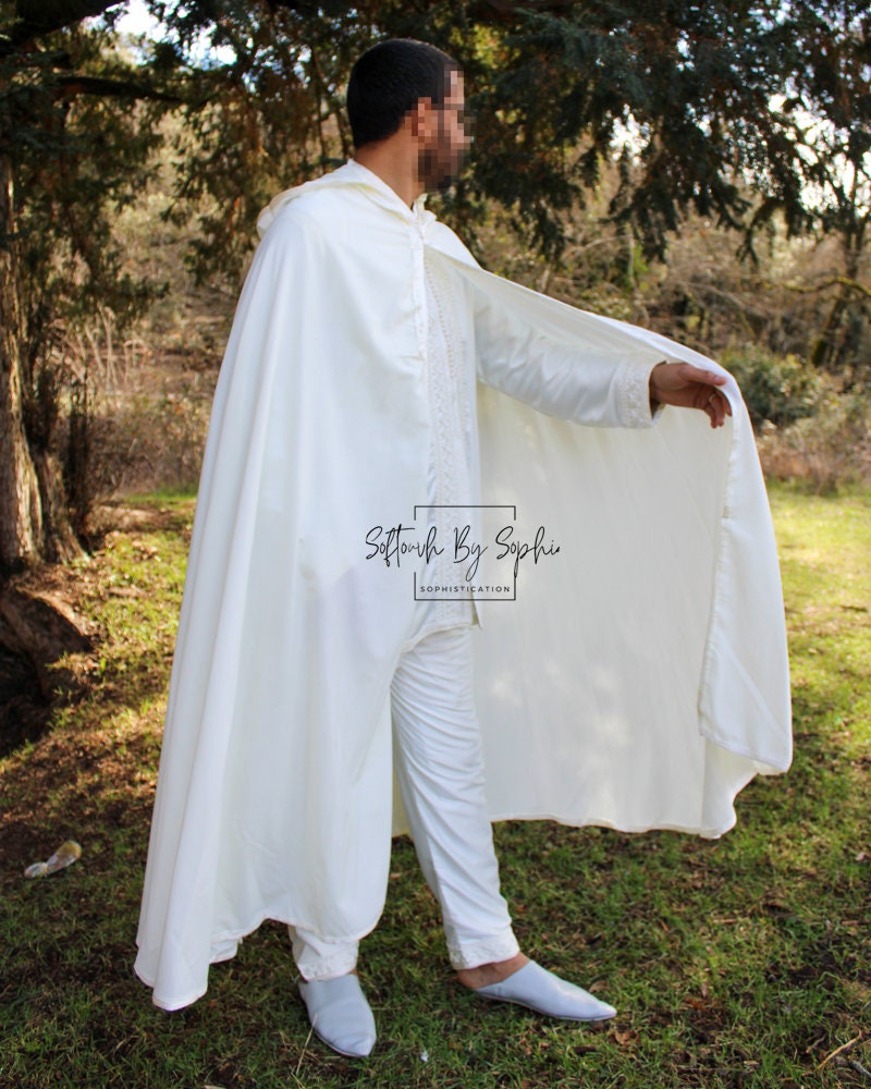 White Linen Hooded cloak