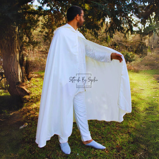 White Linen Hooded cloak