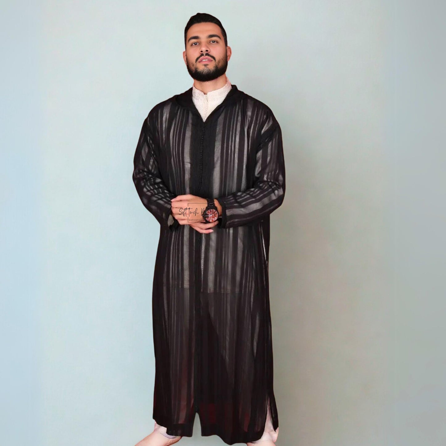 Black Hooded Moroccan thobe